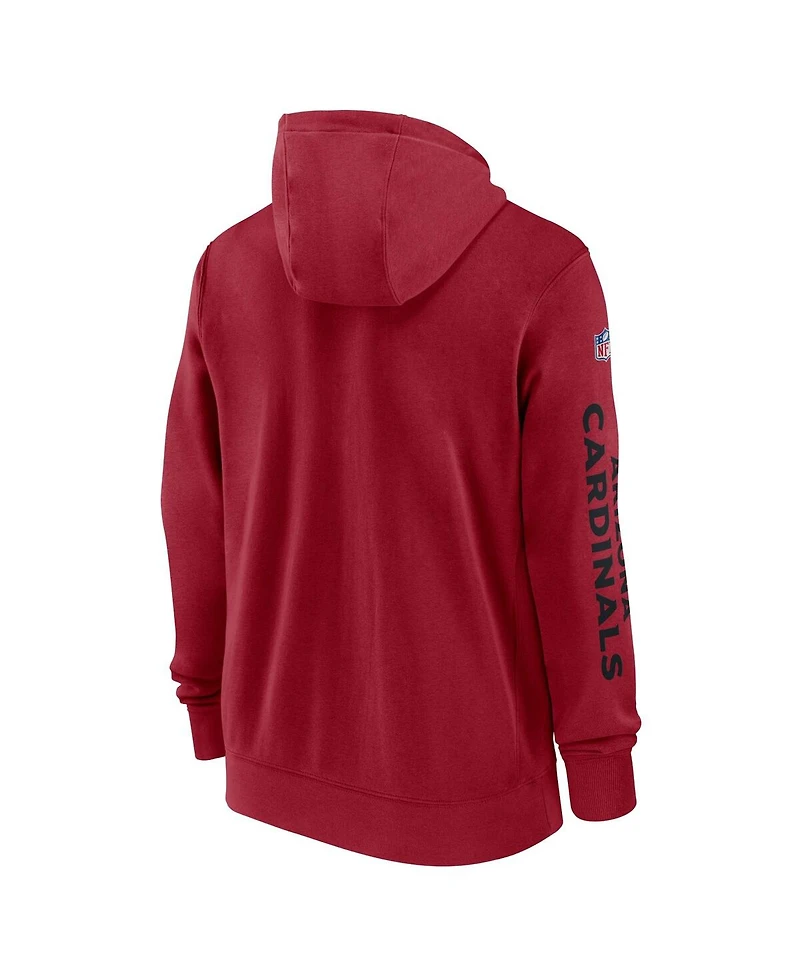 Nike Men's Cardinal Arizona Cardinals 2024 Sideline Club Full-Zip Hoodie