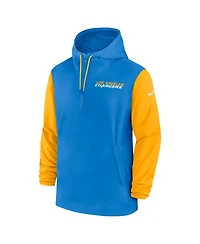 Nike Men's Powder Blue/Gold Los Angeles Chargers 2024/25 Sideline Pre-Game Player 1/2-Zip Hoodie Jacket