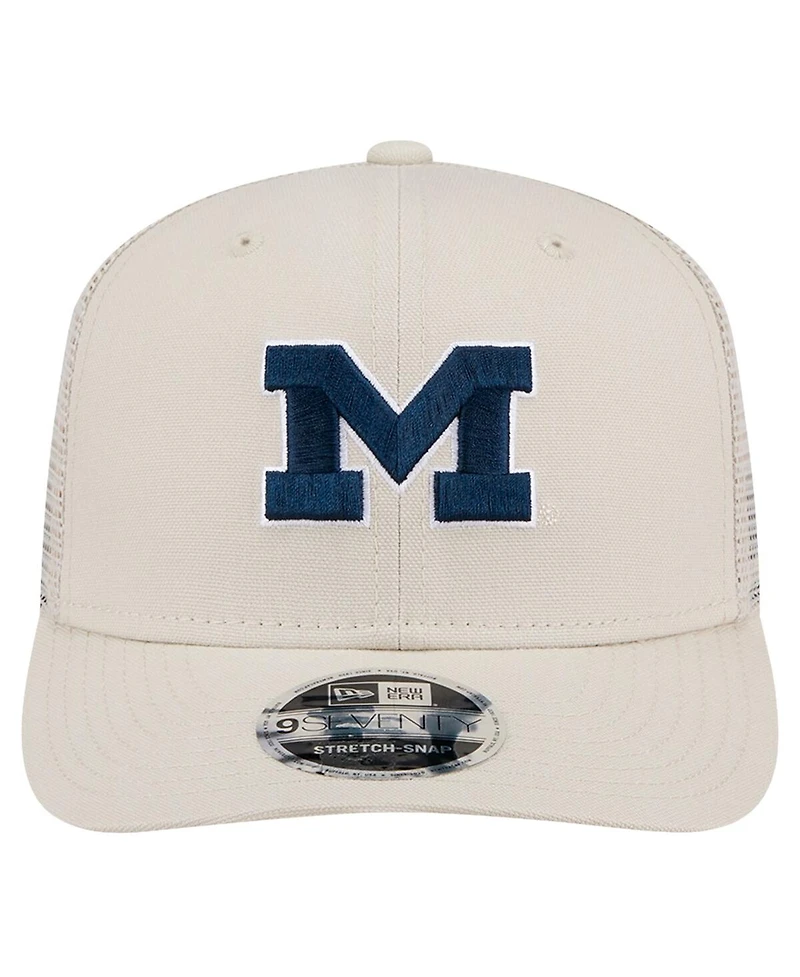 New Era Men's Natural Michigan Wolverines Canvas 9SEVENTY Stretch-Snap Hat