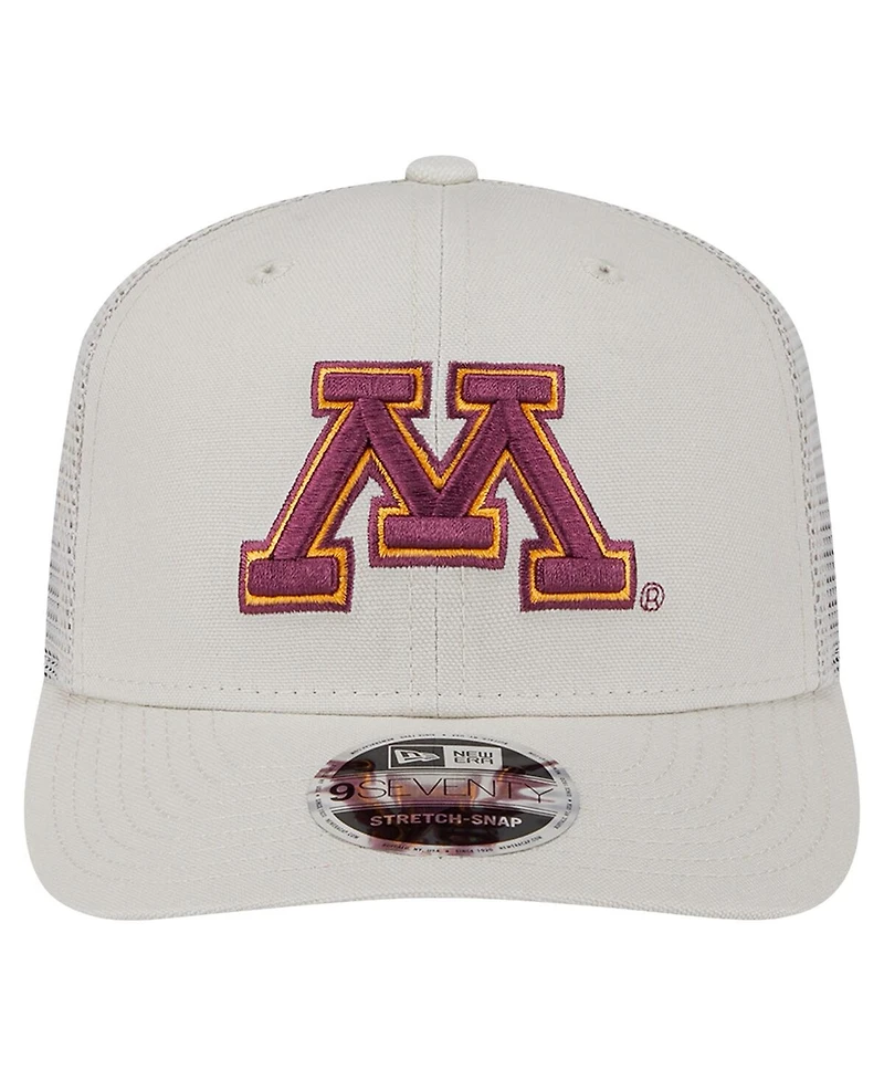 New Era Men's Stone Minnesota Golden Gophers Canvas 9SEVENTY Stretch-Snap Hat