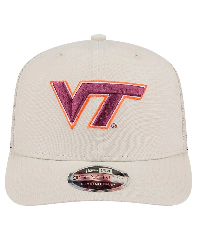 New Era Men's Natural Virginia Tech Hokies Canvas 9SEVENTY Stretch-Snap Hat