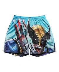 Chalk Line Men's Light Blue Deadpool Wolverine Claws Retro Shorts