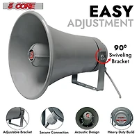 5Core Pa Speaker Pair 200W Bull Horn Loud Audio Indoor Outdoor Speakers System 8Ohm Reflex Megaphone - Uhc 150 2Pcs