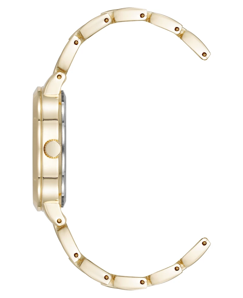 Anne Klein Women's Quartz Modern White Enamel and Gold-Tone Alloy Metal Watch, 30mm