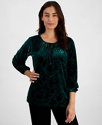 Jm Collection Petite Burnout Velvet Top, Created for Macy's