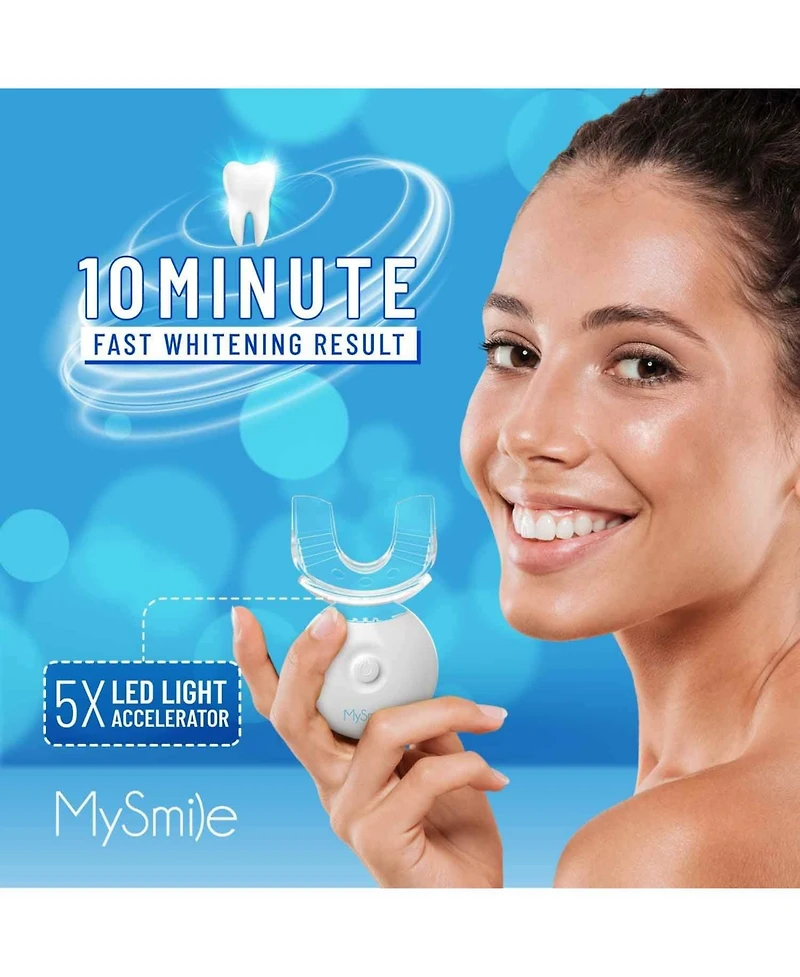 MySmile Teeth Whitening Kit with Led Light, 10 Min Non-Sensitive Fast Teeth Whitener with 3 Carbamide Peroxide Teeth Whitening Gel, Helps to Remove St