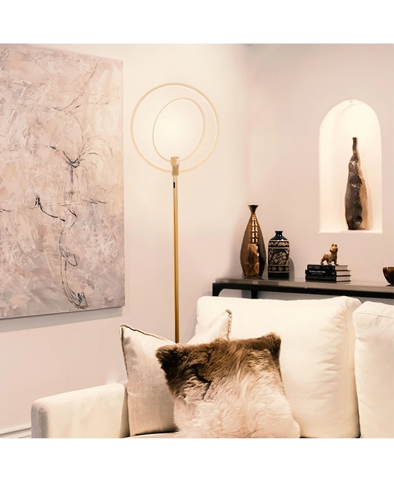 Eclipse 79" Led Torchiere Floor Lamp with Adjustable Rings