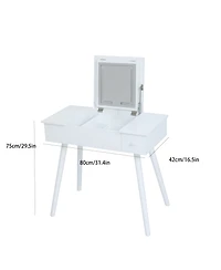Streamdale Furniture Led Vanity Desk with Mirror, Power Outlet, and Storage