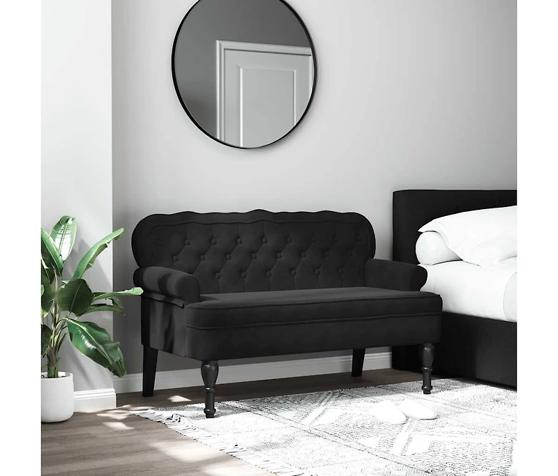 Bench with Backrest Black 47"x25.4"x29.5" Velvet