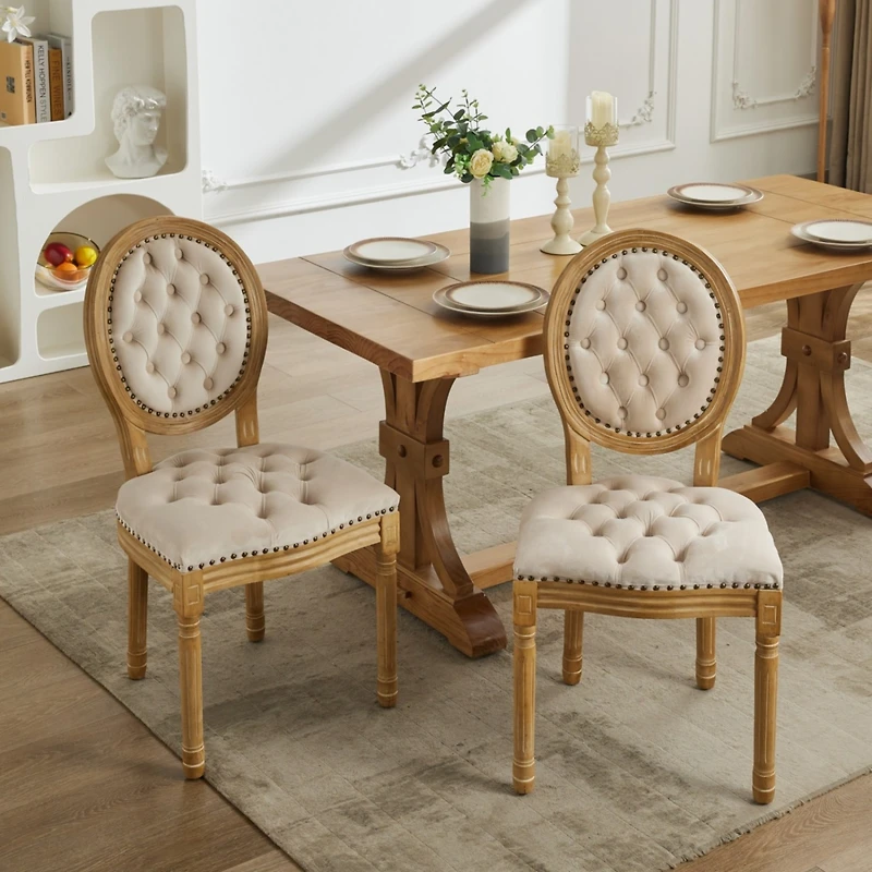 Streamdale Antique Velvet Dining Chairs with Nailhead Trim (Set of 2)