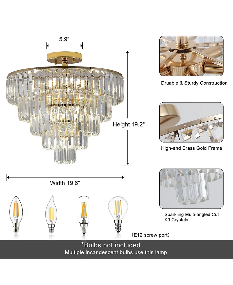 Streamdale 5-Tier Round Crystal Chandelier for Modern Home Decor