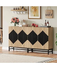 Tribesigns FarmYFuse Sideboard Cabinet with Storage, 63" Buffet Storage Cabinet with Doors, Tall Vintage Credenza Wood Coffee Accent Cabinet with Stor