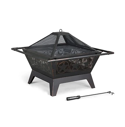 Yaheetech Iron Fire Pit for Patio Bbq Camping Bonfire