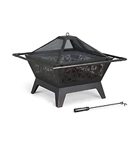 Yaheetech Iron Fire Pit for Patio Bbq Camping Bonfire