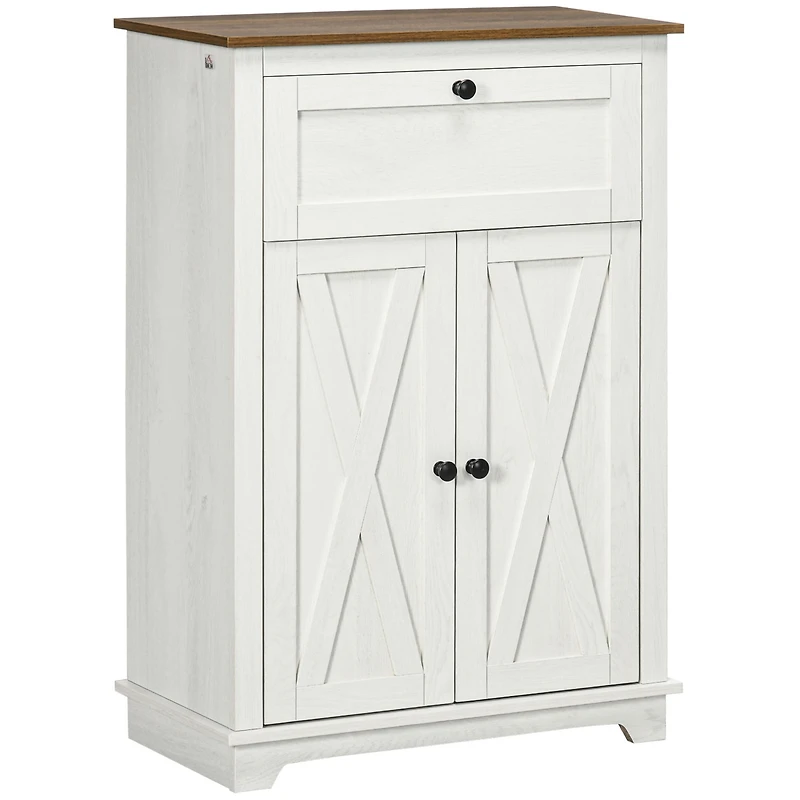 Simplie Fun Farmhouse Barn Door Accent Cabinet with Drawer & Shelf