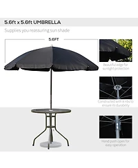 6pc Patio Dining Set with Umbrella for 4: Table, Chairs & Glass