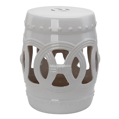 14" Ceramic Garden Stool: Knotted Ring Design
