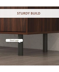 Simplie Fun Rustic Brown Sideboard Buffet Cabinet with Storage and Adjustable Shelves