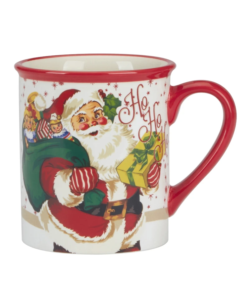 Certified International Santa's Retro Christmas Mugs, Set of 4