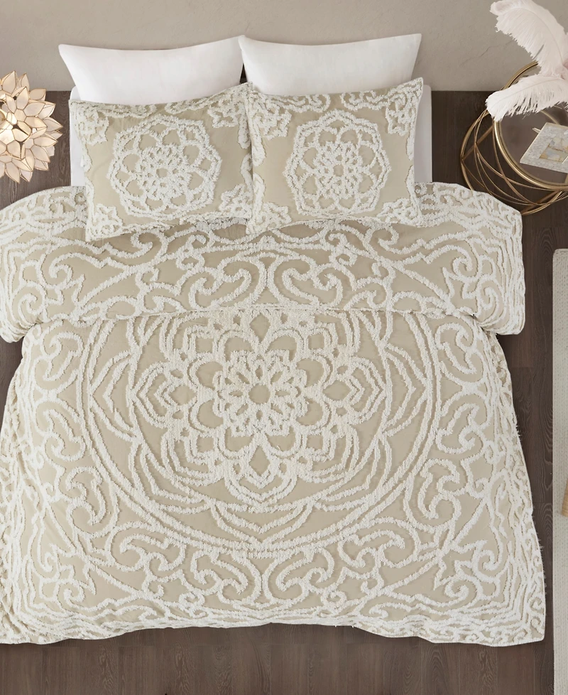 Madison Park Laetitia Medallion 3-Pc. Duvet Cover Set, Full/Queen