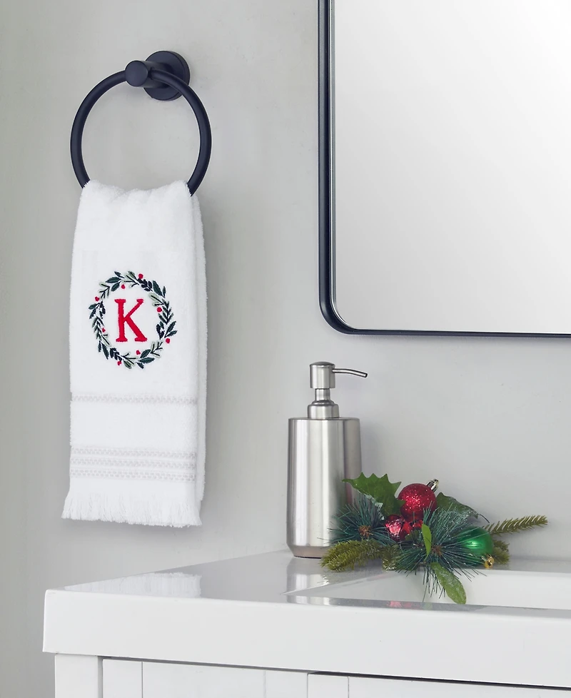 Skl Home Wreath Monogram Cotton Hand Towel, 16" x 26"