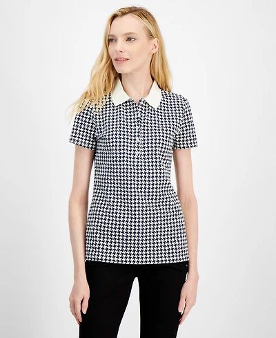 Tommy Hilfiger Women's Printed Quarter-Button Polo Top