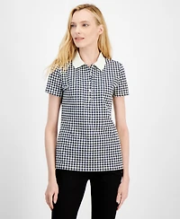 Tommy Hilfiger Women's Printed Quarter-Button Polo Top