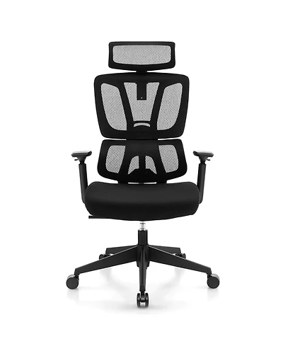 Vebreda Ergonomic Office Chair with N Type Lumbar Support and Adjustable Headrest-Black