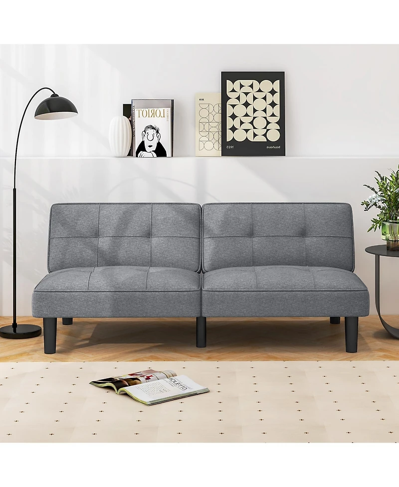Sugift Convertible Folding Futon Sofa Bed with 6-Position Adjustable Backrest