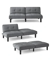 Sugift Convertible Folding Futon Sofa Bed with 6-Position Adjustable Backrest