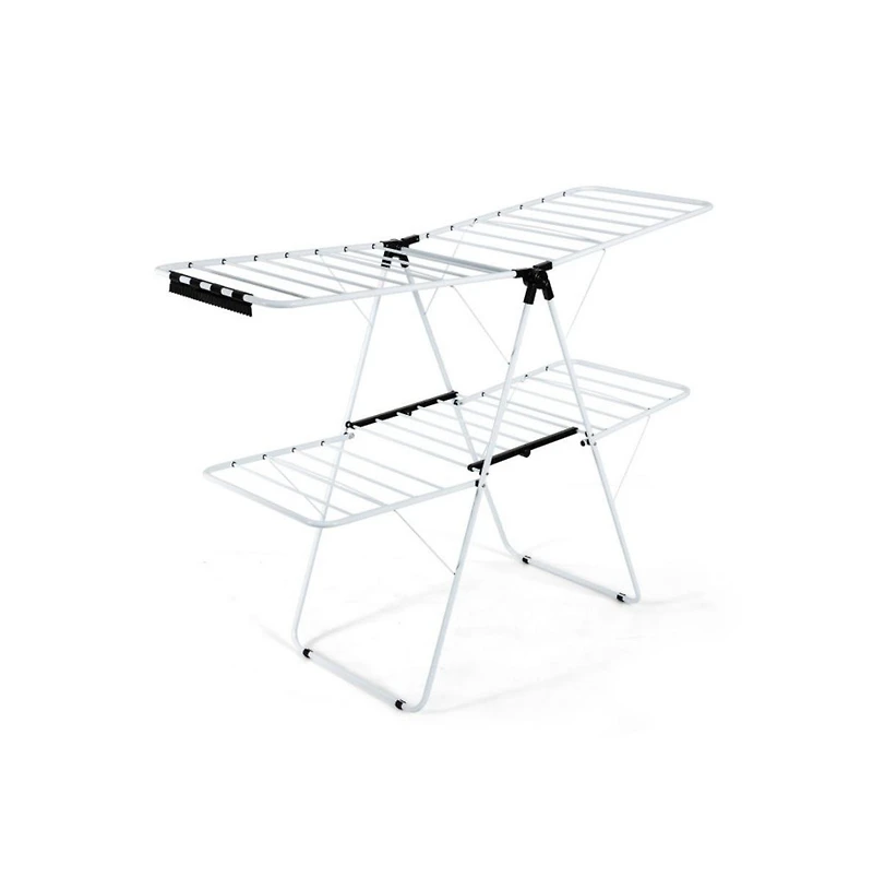 2-Level Foldable Clothes Drying Rack with Adjustable Gullwing