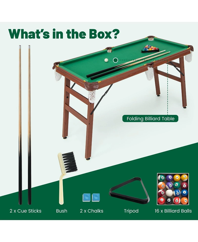 Skonyon Folding Portable Billiards Table Game Set with Adjustable Foot Levelers