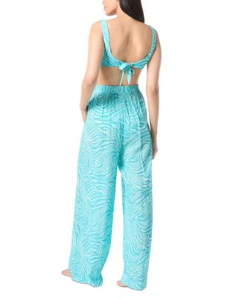 Vince Camuto Womens Printed Knotted Bikini Top Printed Cover Up Pants