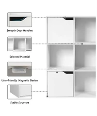 Skonyon Free Standing 9 Cube Storage Wood Divider Bookcase for Home and Office-White