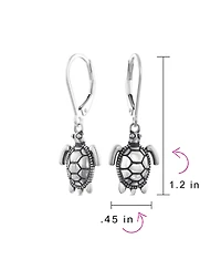 Bling Jewelry Honeymoon Vacation Tiny Nautical Hawaiian Sea Tortoise Beach Turtle Dangle Earrings Oxidized Sterling Silver