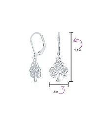 Bling Jewelry Delicate Petite Irish Triquetra Open Heart Shape Celtic Knot Good Luck Shamrock Clover Dangle Earrings Lever back Sterling Silver