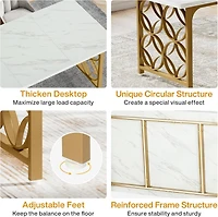 Tribesigns Dining Table, 63-inch Modern Marble Dining Room Table for 6 People, Rectangular Kitchen Table (White and Gold)