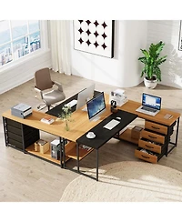 Tribesigns 55 Inches Executive Desk, Mid-Century Modern Home Office Desk, Wood Computer Desk Business Workstation Desk