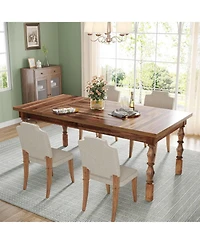 Tribesigns 62” Wood Dining Table for 4-6 People, Farmhouse Large Rectangle Kitchen Table, Dinner Table Kitchen & Dining Room Furniture with Car