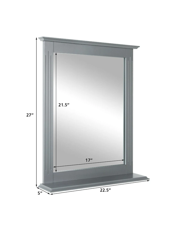 Wall-Mounted Multipurpose Vanity Mirror with Shelf-Gray