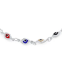 Bling Jewelry Turkish Multicolor Evil Eye Strand Bracelet with Sterling Silver Charms