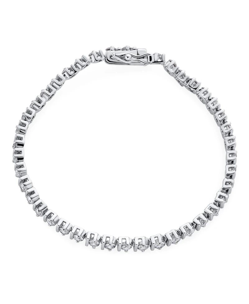 Bling Jewelry Modern 10CTW Cz Round Solitaire Tennis Bracelet Silver Plated 7, 7.5 Inch