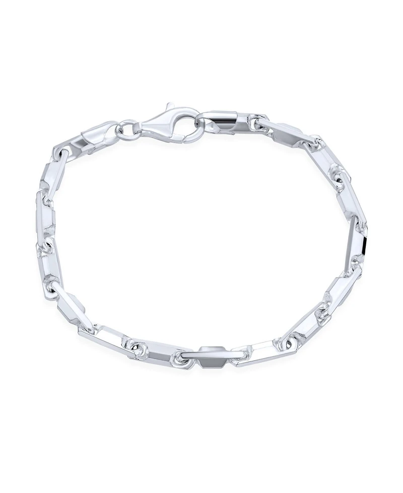 Bling Jewelry 4.5MM Solid Heavy Sterling Silver 6 Sided Bar Forzata Chain Link Bracelet 8 Inch