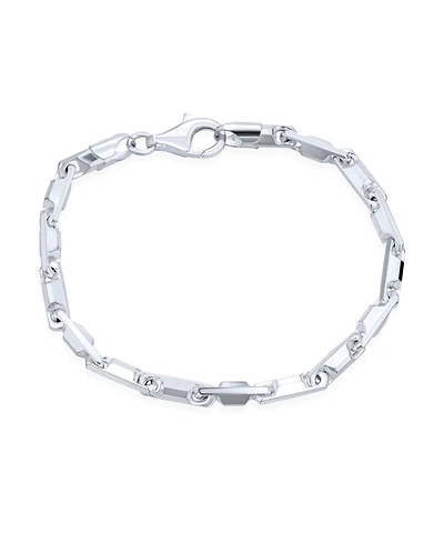 Bling Jewelry 4.5MM Solid Heavy Sterling Silver 6 Sided Bar Forzata Chain Link Bracelet 8 Inch