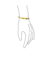 Bling Jewelry Asian Style Multi Color Yellow Red White Green Natural Jade Strand Contoured Tube Bar Link Bracelet Gold Plated Sterling Silver 7.5 Inch