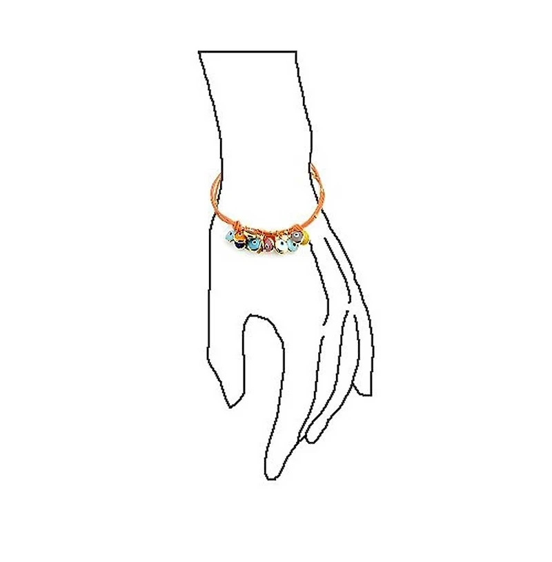 Bling Jewelry Boho Leather Red Turkish Dangle Multi Color Evil Eye Charm Bracelet Yellow Gold Plated Sterling Silver Adjustable