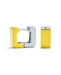 Bling Jewelry Contoured Square Huggie Hoop Earrings Sterling Silver