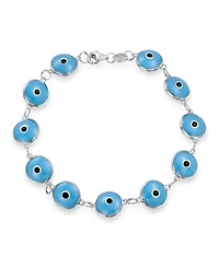 Bling Jewelry Multicolor Evil Eye Strand Bracelet Sterling Silver