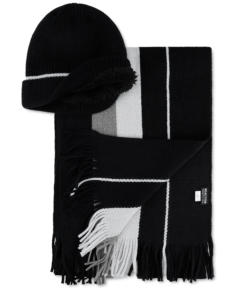 Kenneth Cole Reaction Men's Stripe Beanie & Scarf Set