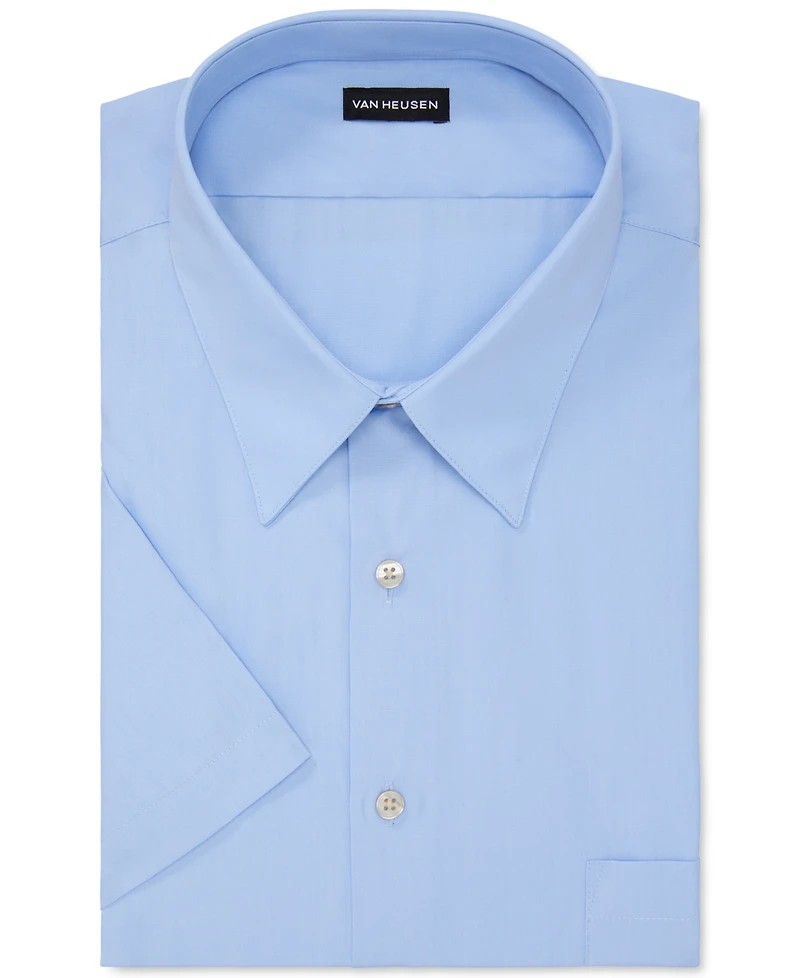 Van Heusen Men's Big & Tall Poplin Short Sleeve Dress Shirt